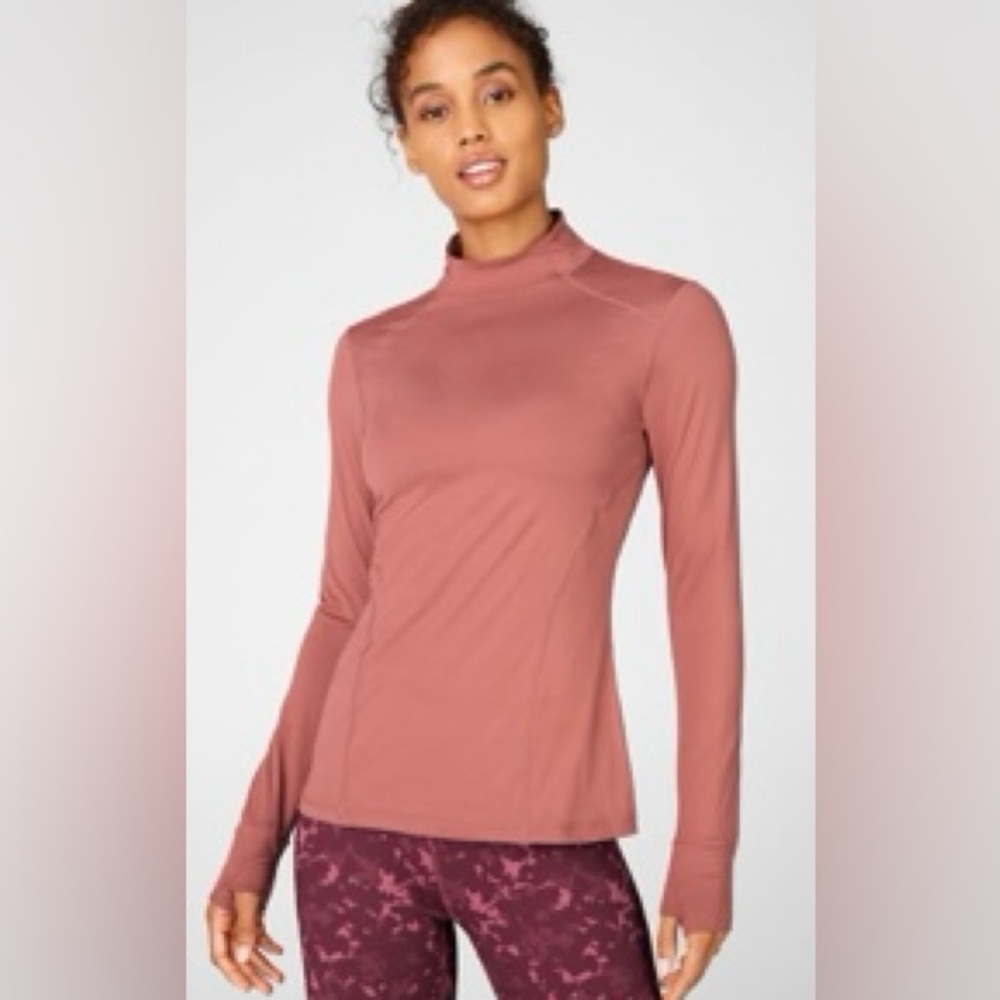 Fabletics Long-sleeved Workout Top in Cherry Mocha